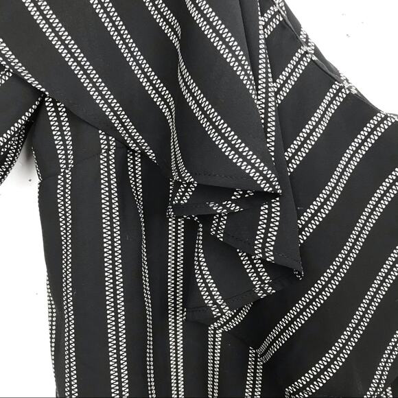 Halogen One Shoulder Ruffle Stripe Blouse Black Sm - Picture 5 of 11